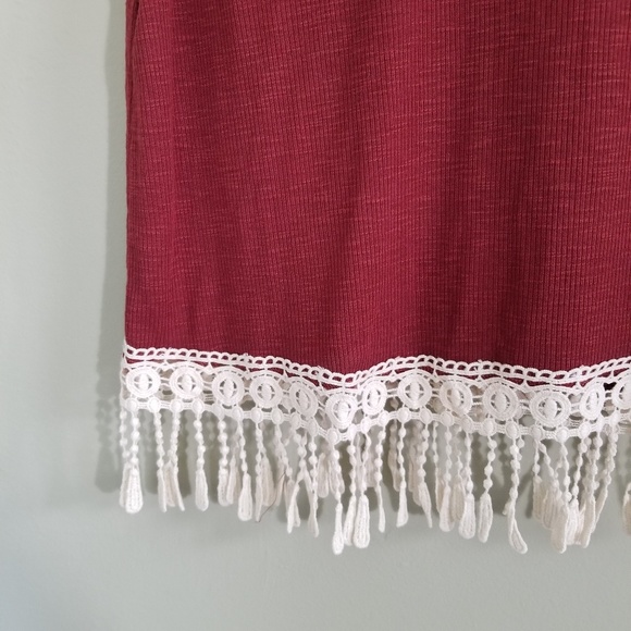 Rue21 crop tank top red with fringe NWT size small - Picture 2 of 6